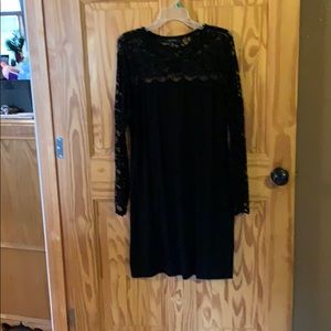 Long lace sleeve black dress!